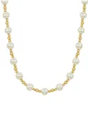 10mm Ball Station Necklace-Cream/Gold