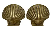 20th Century Brass Clam Shell Book Ends