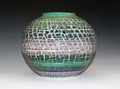 Handmade Emerald Sodium Silicate Pottery Vase