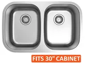 UBuilder U229 29-1/8" 50/50 Double Bowl Undermount Sink
