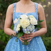 Blue And White Nosegay with Rose