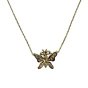 14K Gold Necklace with Diamond Embellished Butterfly Pendant