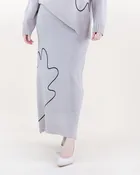 Abstract Outline A-Line Knitted Maxi Skirt - KHAKI (S/M, L/XL) (Pack of 6)