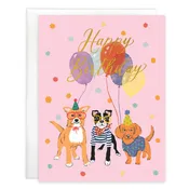 Birthday Card | 3 Dogs & Balloons