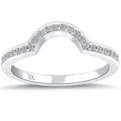 0.28 Carat F-VS1 Custom Curve Matching Diamond Wedding Band Ring 18k White Gold