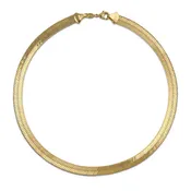 14K Yellow Gold Tone Herringbone Collar Necklace 15 Inch Omega Choker 7MM