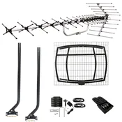 Bundle - Antennas Direct Goliath & ClearStream 5 Attic / Outdoor HD TV Antennas, 2 x 40-inch Masts, UHF VHF Combiner, a FREE ClearStream JUICE Plus Preamplifier
