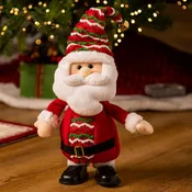 13.5" Fabric Santa Claus with Motion & Music Table Décor