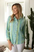 Aloe Crinkle Cotton Stripe Side Panel Shape Shirt by Habitat