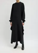 4-Ply Silk Long Sleeve Dress with Ruffle Detail