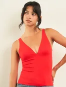 Deep V-Neck Adjustable Strap Tank Top