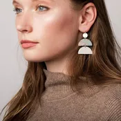 Aqua Terra/Gold Stone Half Moon Earrings