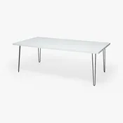 Hairpin Dining Table White Wood, Black 30" Legs