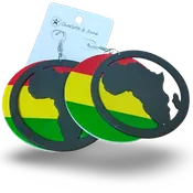 2 PIECE Red Yellow and Green Wooden earrings with Map of AFRICA - Rasta