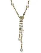 Alice Lariat - labradorite/white pearl