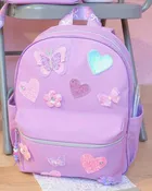 Butterfly, Heart, Daisy, & Bow Patched Large Backpack