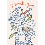 Greeting Card   Thank You - Thanks a Bunch Bird and Vase