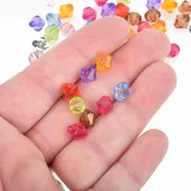 100 Acrylic BICONE Bright Mixed Colors Beads, 6mm  bac0254