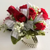 Red Rose Wristlet White Ribbon