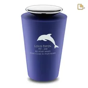 A1072   Crescent Tall Standard Adult Urn Navy & Pol Silver