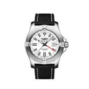 Breitling Avenger 43MM in Stainless Steel with White Dial on a Black Strap with Folding Clasp