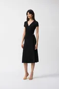 Black Flowy Wrap Dress Style 251250
