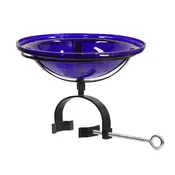 Achla Designs 12" Cobalt Blue Crackle Birdbath- Over Rail Bracket