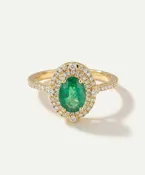 Aanika V. Emerald & Diamond Double Halo Ring