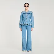 Beaded denim peplum jacket