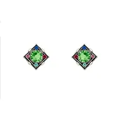 Firefly Architectural Diamond Shape Post Earring in Multicolor