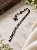 Flower Petal Pewter Bookmark with an Angel Charm