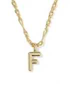 Bubble Letter F Pendant Necklace in Gold