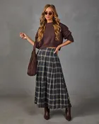 Adela Cotton Plaid Maxi Skirt