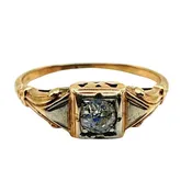 14K Yellow Gold 19th Century Victorian Brilliant Cut Diamond Ring (Size 6.25)