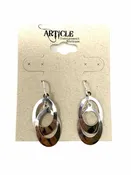 14K White Gold Dangle Oval Earrings