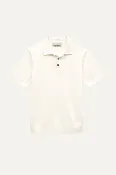 Cotton Knit Polo Shirt in Cream