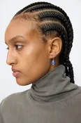 14K Crescent Charm Single Earring in Dumortierite Quartz