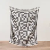 100% Cotton Throw Blanket Home Decor  - Charcoal / White