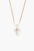 14k Gold & Pearl Playa Cross Necklace