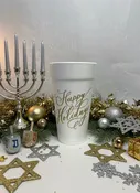 20 oz. Styrofoam Cup - Happy Holidays in Gold