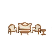 1/2 Inch Scale Resin Dollhouse Miniature Living Room Set in Walnut