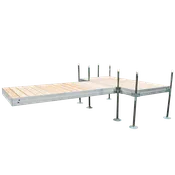 12' T-Shaped Boat Dock System with Aluminum Frame and Cedar Decking