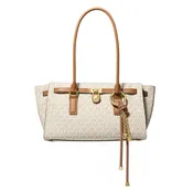 Michael Kors Hamilton Moderne Small East West Shoulder Tote with Charm - Vanilla with Acorn