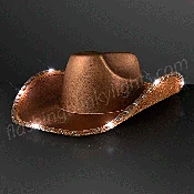 Brown Shimmer Light Up Shiny Cowboy Hat