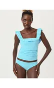 Aemma Ruffle Tankini Top - Capri Blue Seersucker Stripe