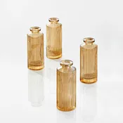 Amber Pleated Glass Bud Vase