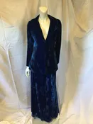 1970s Blue Velvet New Dimensions Skirt Suit