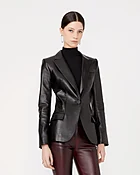 KATE Blazer in Stretch Lambskin Leather – Black