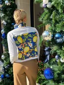 The White Denim Jacket / Capri In Royal