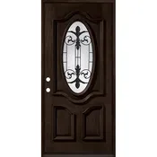 3/4 Oval Espresso Mahogany Prehung Wood Door Unit #51